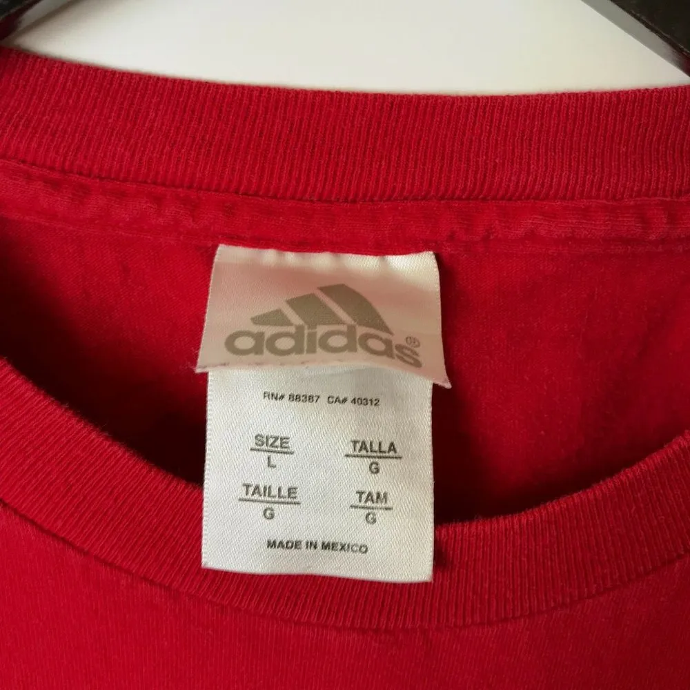 Vintage Adidas Baseball T Shirt Crossed Bat Ball Field Game Logo Red Large L - Image 5