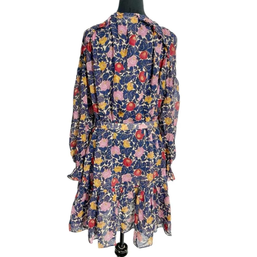 Saloni Size 2 Silk Dress Floral Long Sleeve Short Wedding Evening Cocktail Party - Image 7