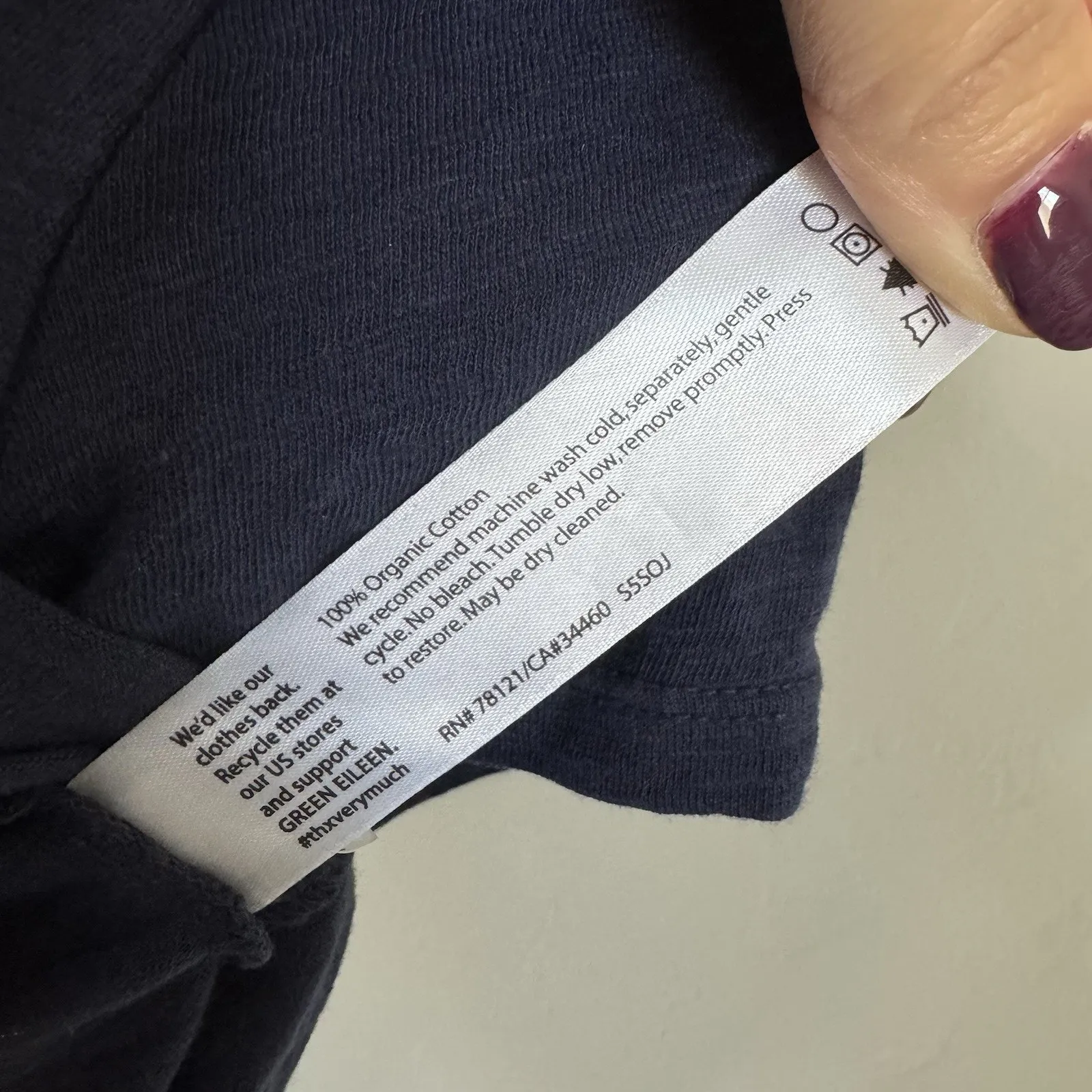 Eileen Fisher Organic Cotton Jersey Round Neck Tee Woman’s S/P Small Navy Blue - Image 4