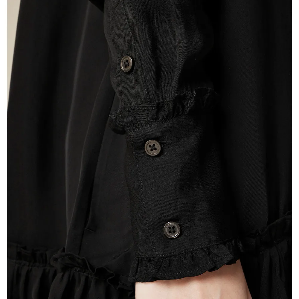 J.Crew Amelia Popover Shirt Dress Drapey Viscose Twill Long Sleeve Black XS NWT - Image 3