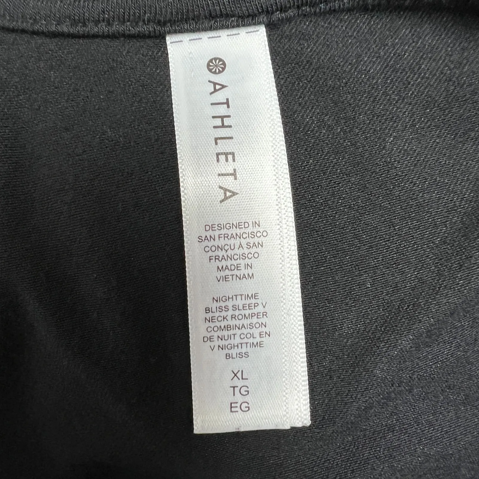 Athleta Nighttime Bliss Sleep Romper Jumpsuit PJs Wide Leg Women XL Black Lounge - Image 11