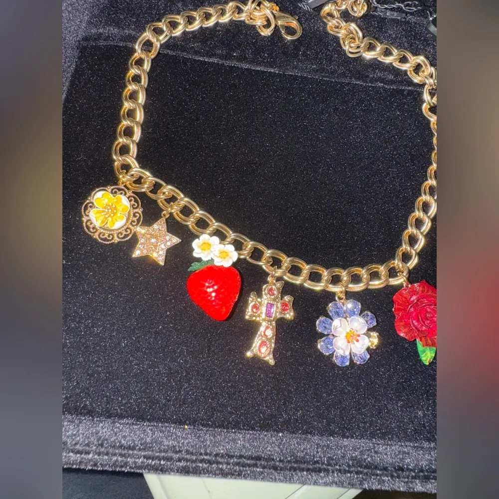 Dolce &Gabbana  Gold Necklace with Colorful Charms - Image 4