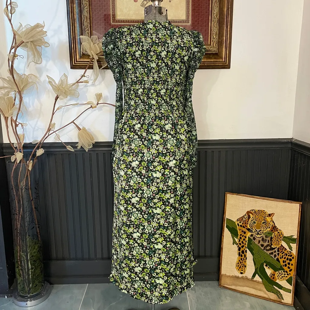 Scotch & Soda Maison Floral Print Lace Smocked Cottage Core Midi Dress - S 💛🎀 - Image 10