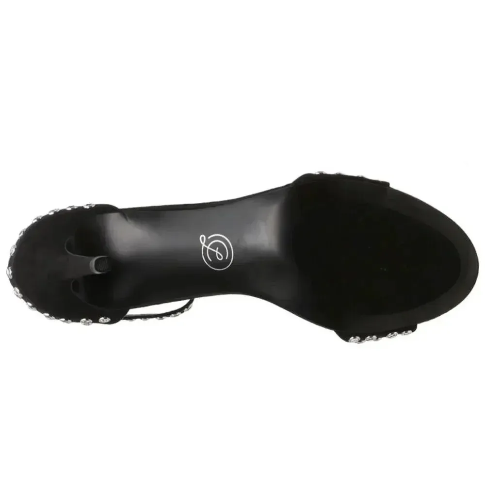 Chinese Laundry 8.5 Black Rhinestone Heels Sandals Ankle Strap Holiday Glam NEW - Image 9