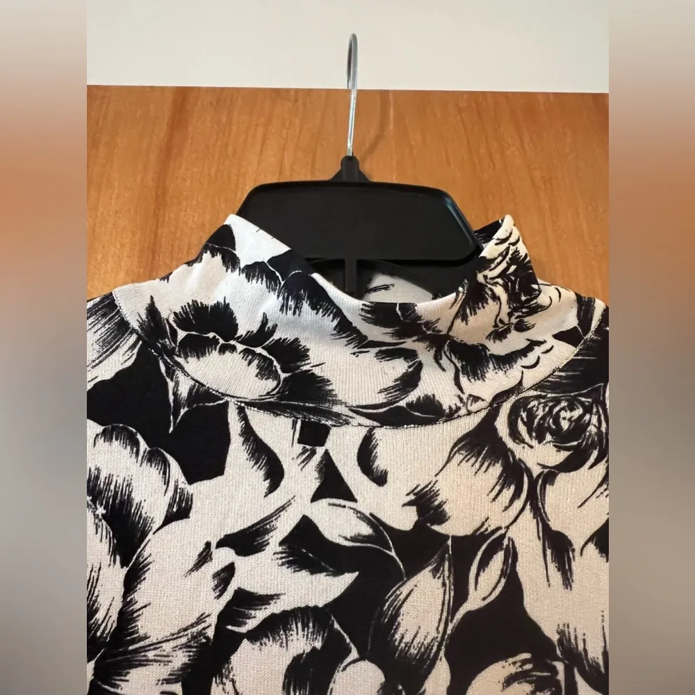 Talbots Black All Over Floral Print Long Sleeve Shirt Top Silk Nylon Plus Size X - Image 5