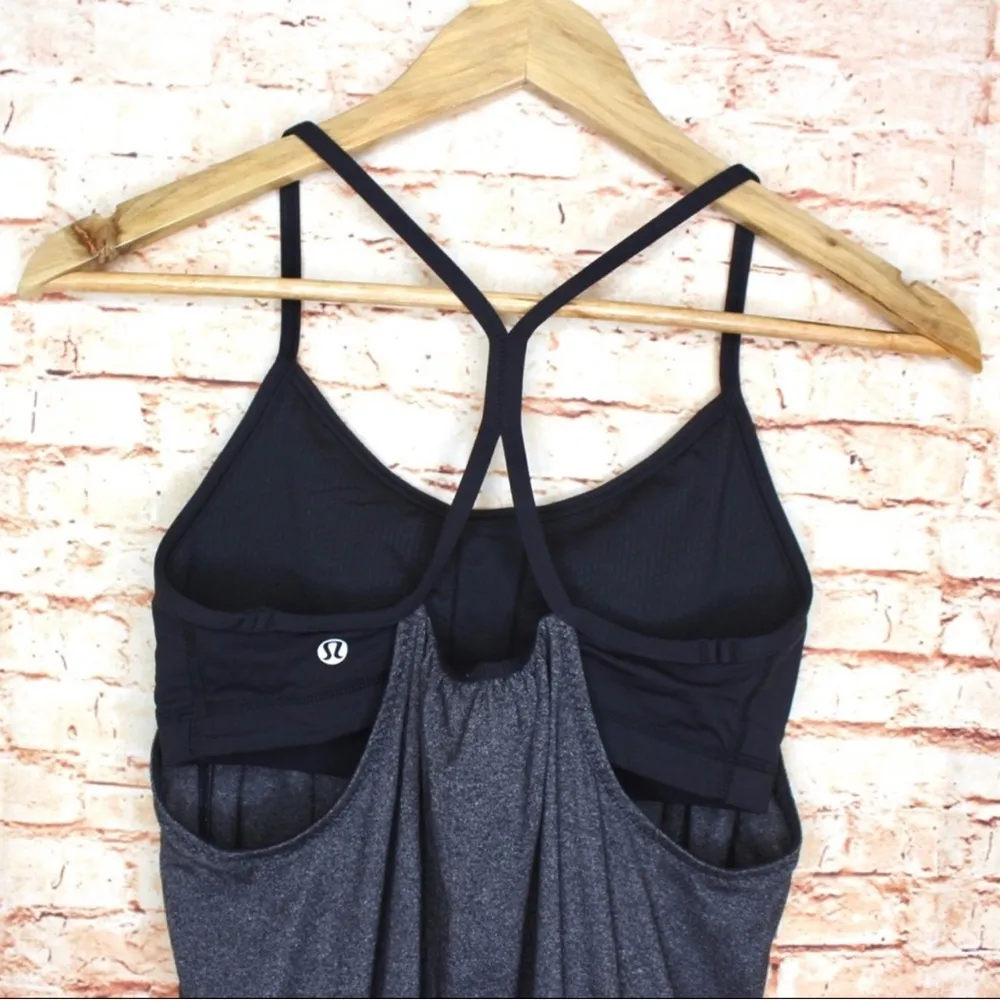Lululemon Athletica | Gray Heather Cut Out Camisole Built in Bra Y Back Tank Top - Image 3