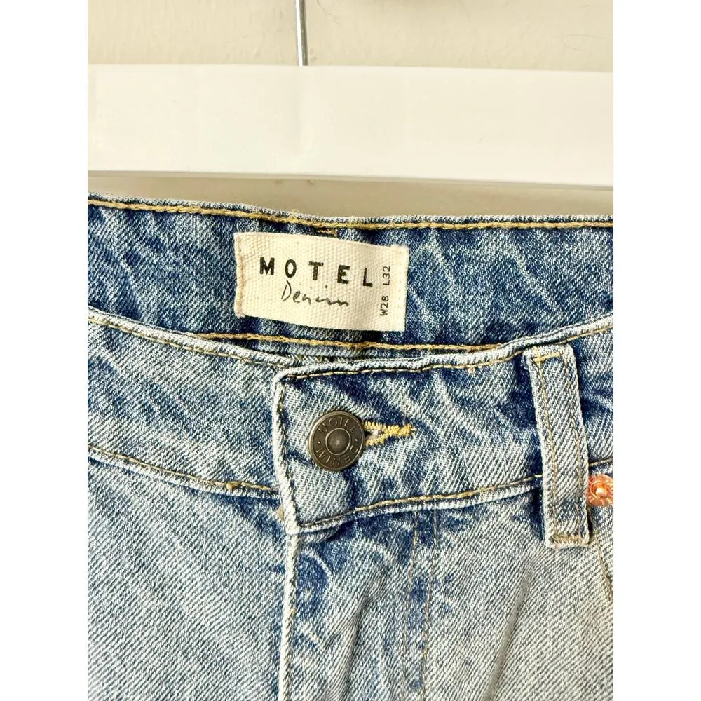 Motel Denim Roomy Extra Wide Low Rise Wide Leg Jeans Powder Blue Women's W28 L32 - Image 3