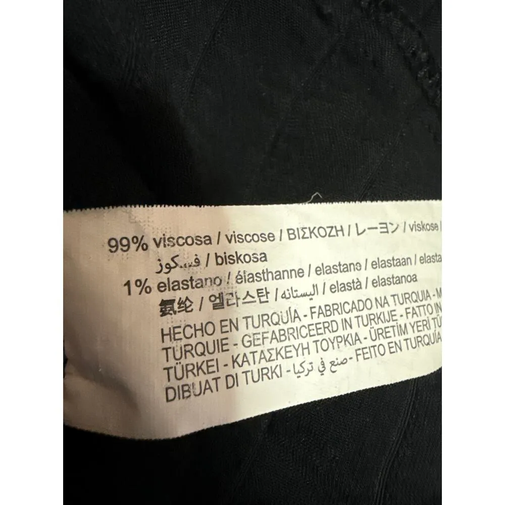 Zara Black Long Sleeve Striped Textured Collared Button Down Shirt Blouse Top M - Image 5