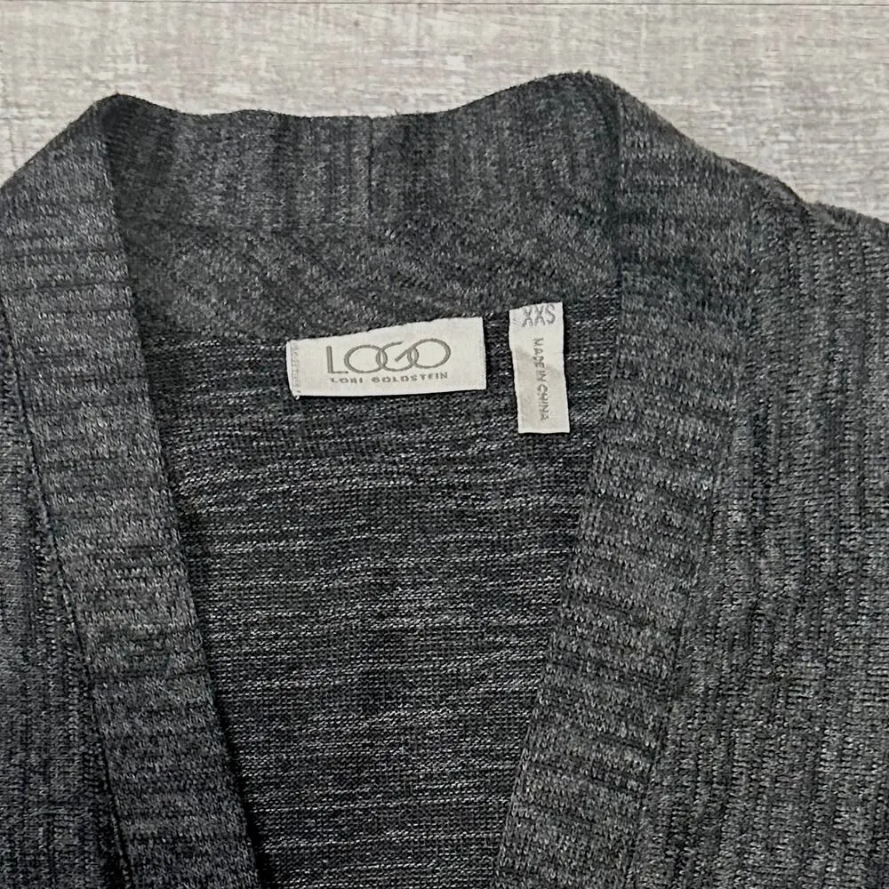 LOGO Lori Goldstein Zip Front Asymmetrical Knit Cardigan Womens XS / S Lagenlook - Image 7