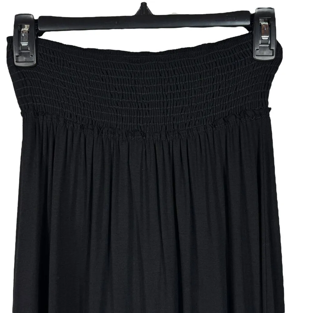 Free People Beach X-Small Hi-Low Maxi Skirt Smocked Waist Front Slit Stretch - Image 5