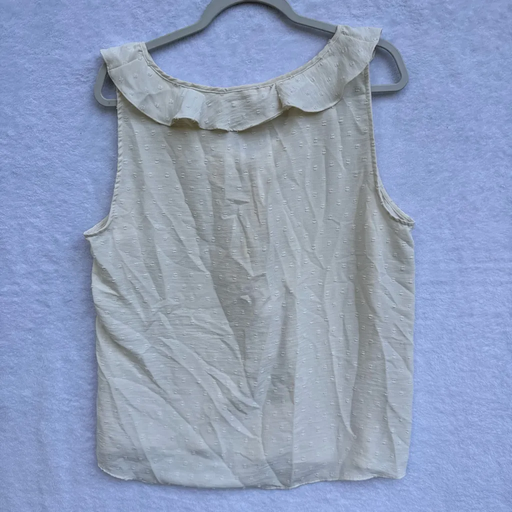 LC Lauren Conrad Cream Ruffle Blouse - Image 5