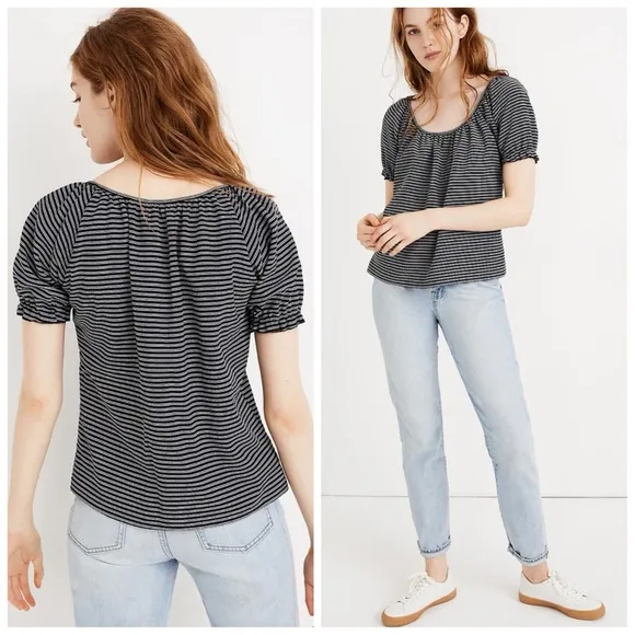 madewell • texture & thread peasant striped boxy top - Image 15