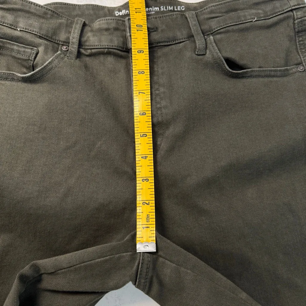 Chico's DefineMe Denim Slim Leg Jeans Size 2 or 12 Olive Green - Image 6