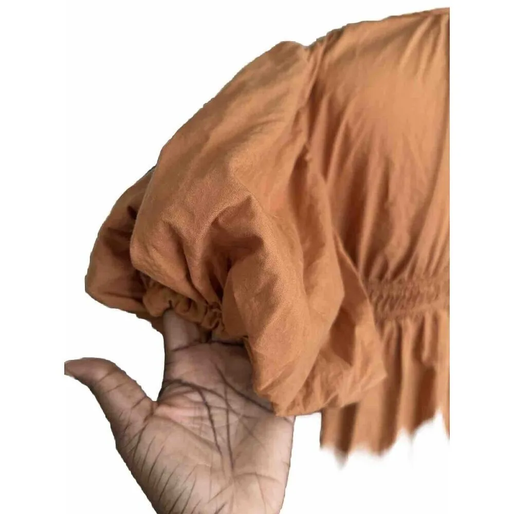 Jessica Simpson Empire Waist Midi Dress Puffy Sleeves V Neck Size M Cottage Core - Image 4