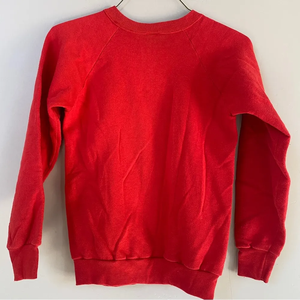 Vintage 1987 Screen Stars Berry Merry Christmas red holiday sweatshirt Sz Small - Image 3
