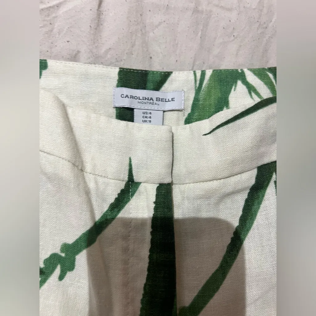 Carolina belle  Green Leaf Print Trousers 4 - Image 3