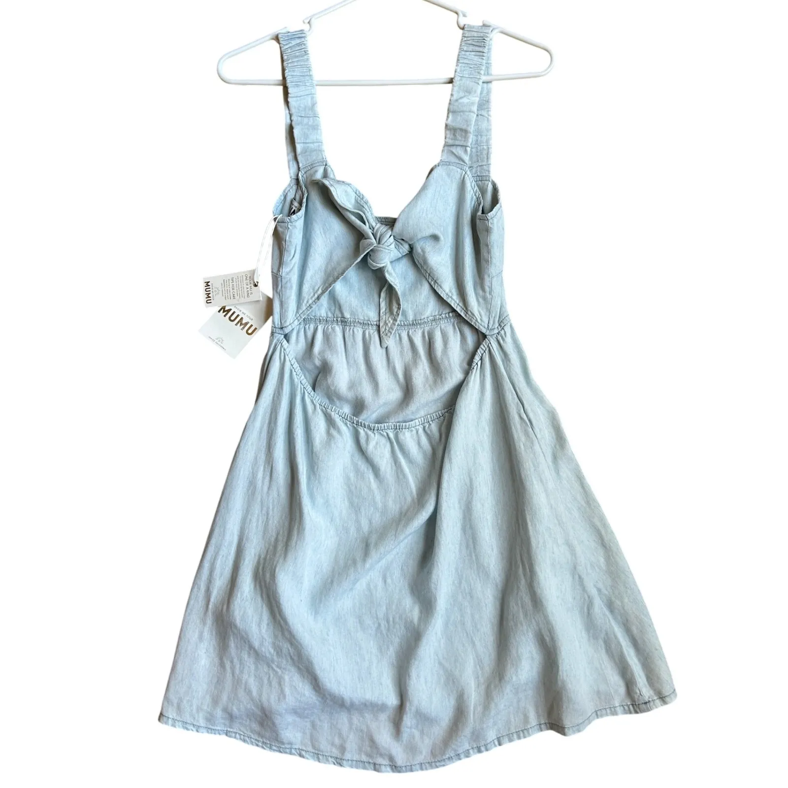 NWT Show‎ Me Your Mumu Women's Tana Babydoll Tie Dress Size M Shore Light Blue - Image 6