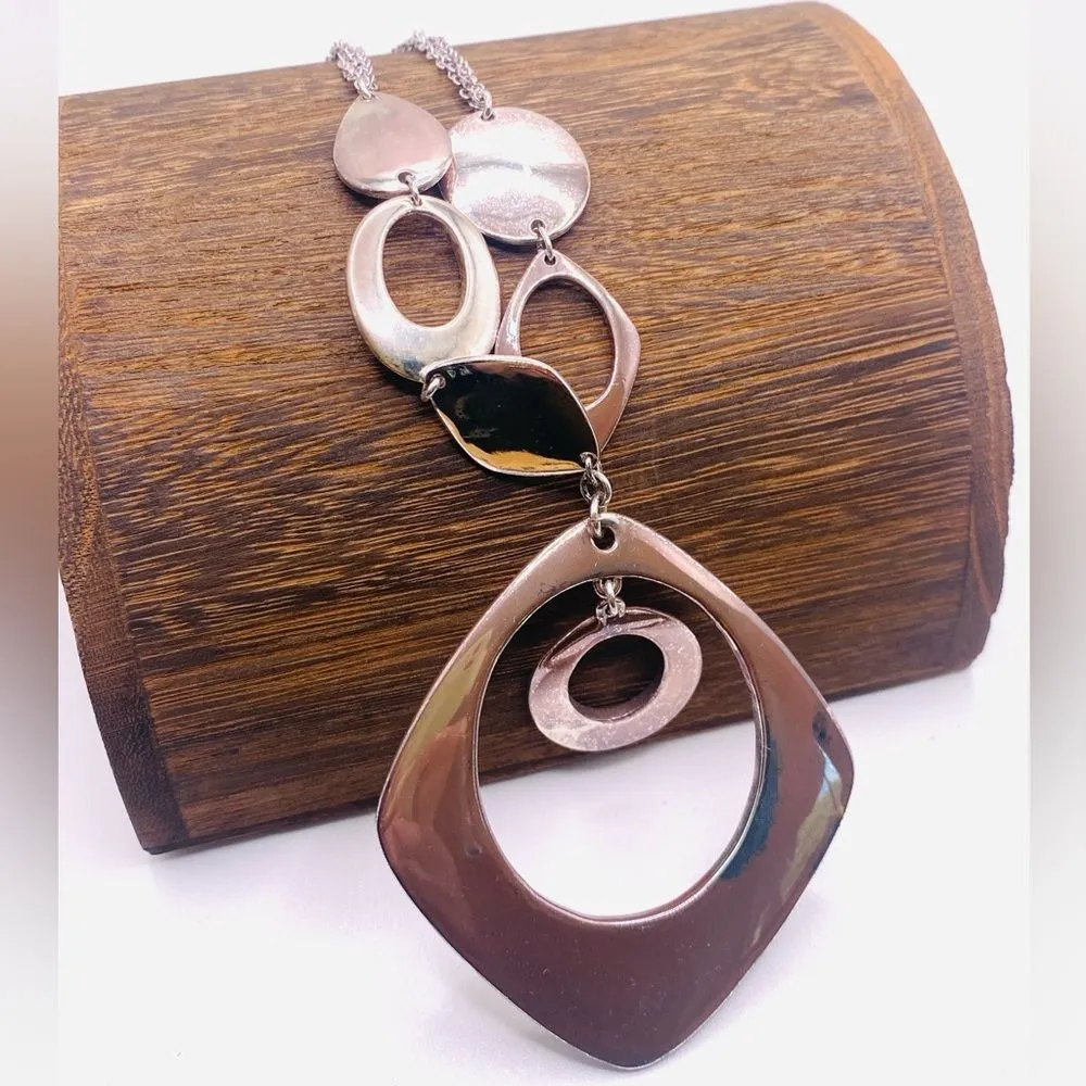 Alfani Pendant Necklace Silver Tone Metal Chain Mod Contemporary Artsy Modern - Image 2