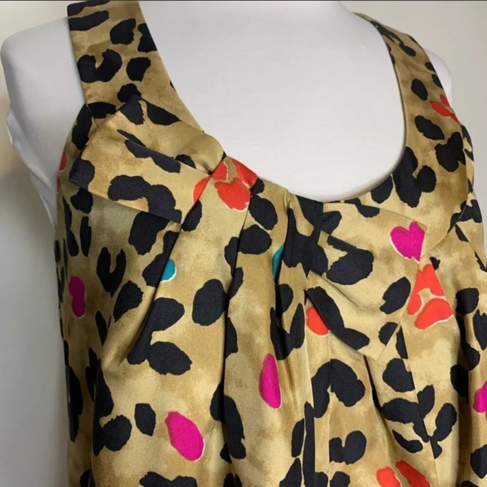 Kate spade silk leopard celesta print bow tank top sz XS - Image 2