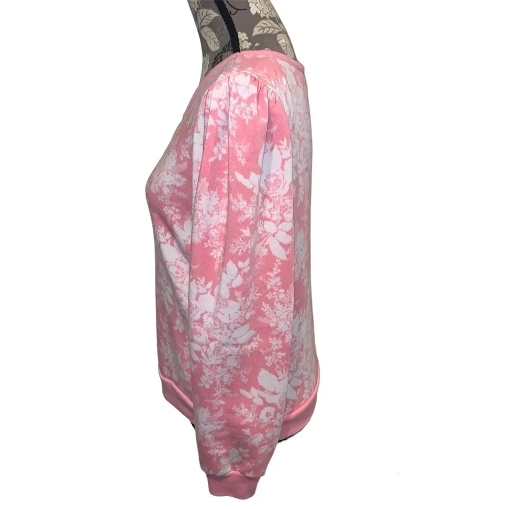 RACHEL PARCELL Pink Quill Rose Brocade Sweatshirt size small - Image 4