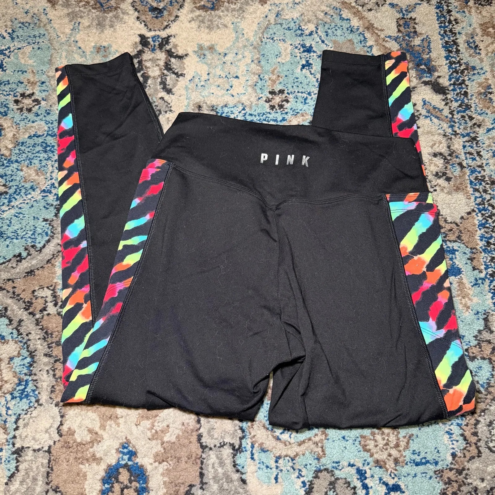VS Pink rainbow zebra leggings - Image 4