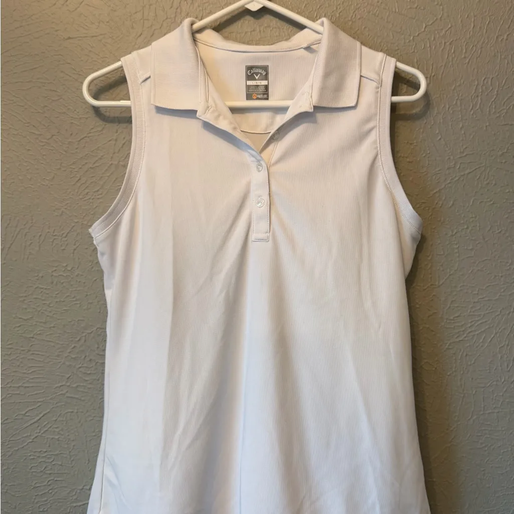 Callaway White Performance Sleeveless Golf Polo - Image 3