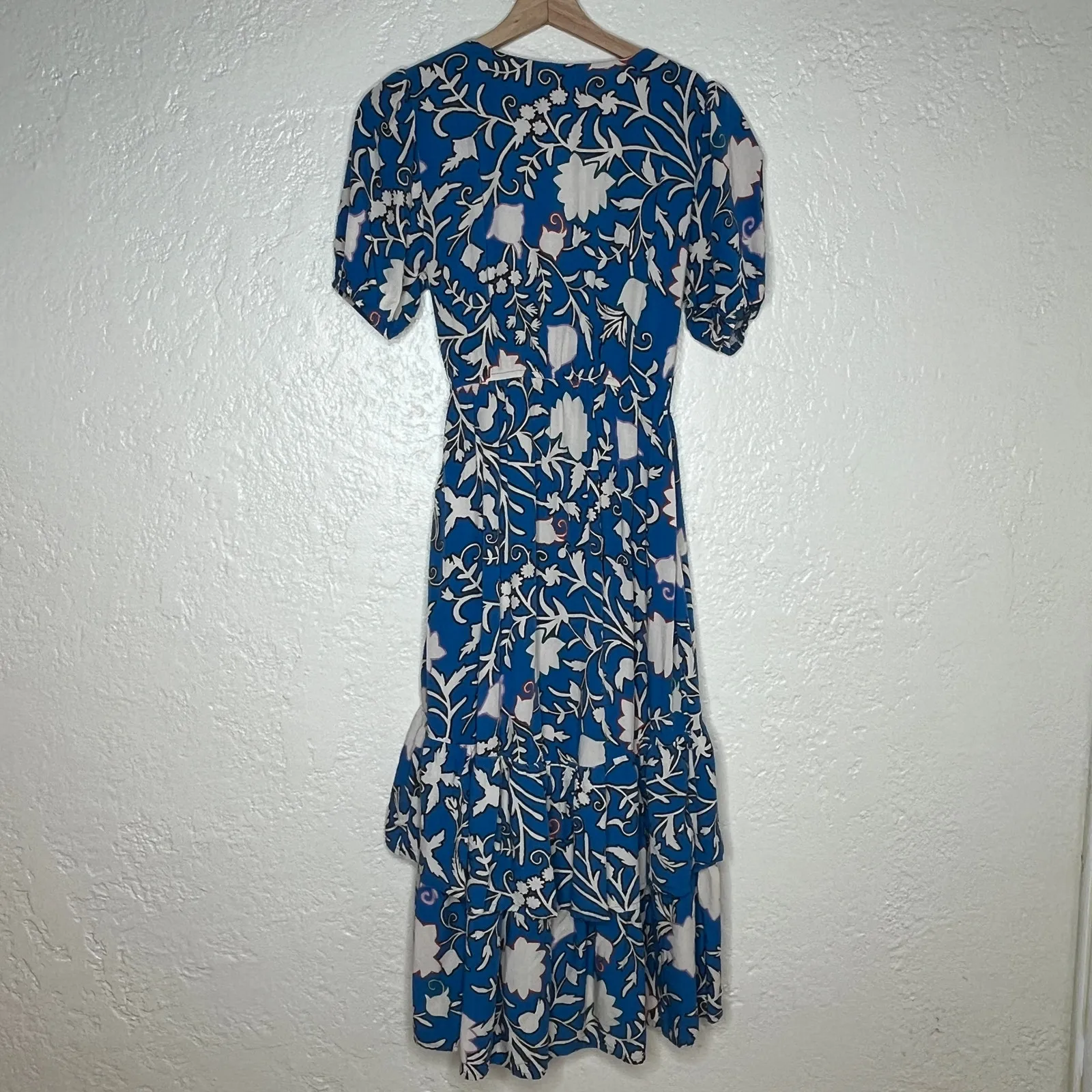 Knox Rose Floral Wrap Midi Dress Boho Chic Casual Women Blue Medium - Image 3