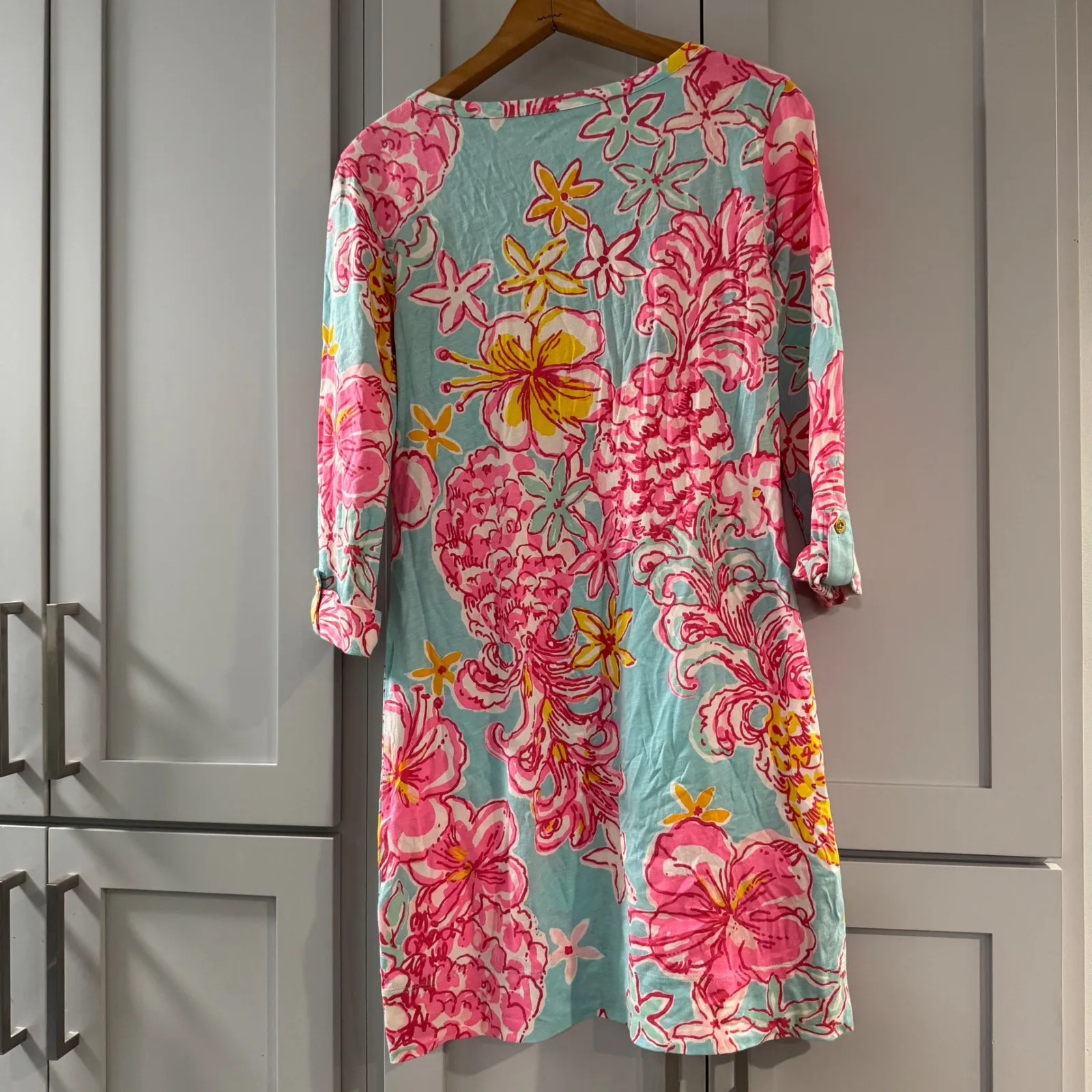 Lilly Pulitzer Palmetto Dress Breakwater Blue V-Neck Small 100% Pima Cotton - Image 2