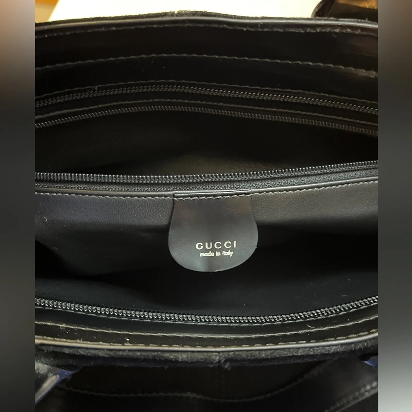 Gucci Tom Ford Vintage Made In Italy Black Suede Tote Bag Rago Bros Restored - Image 2