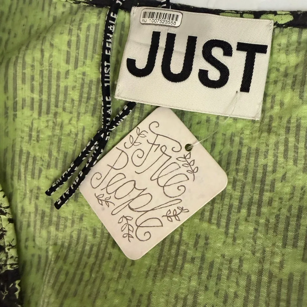 Just Female Midi Knee Dress Alicia Dark Green Floral Organic Cotton size Medium - Image 3