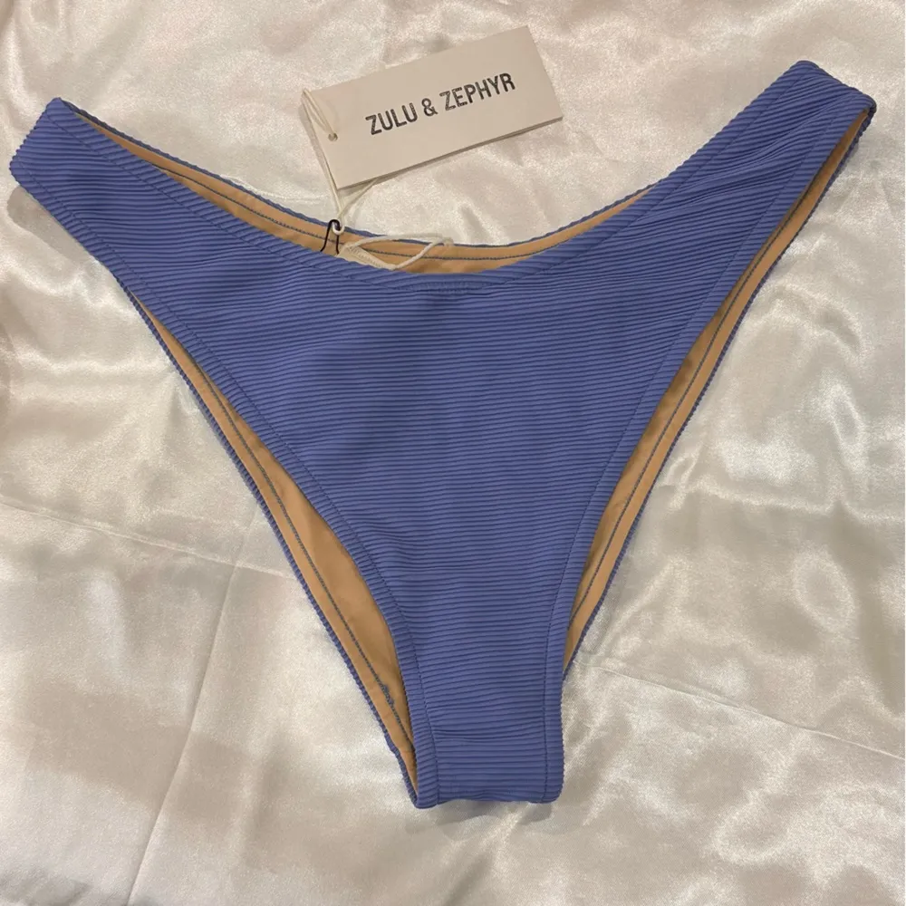 Zulu And Zephyr Signature Curve Brief Bikini Bottom High Cut Bay Blue Size 8 New - Image 4