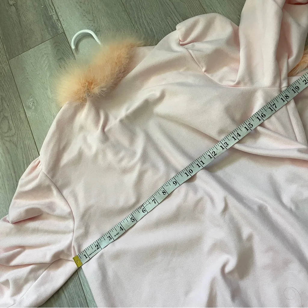 Feather Trim Robe collared long womens Pink (one size) lorraine chic loungewear Size undefined - Image 3