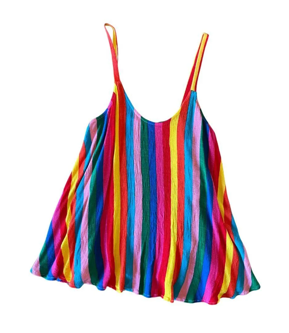 Striped Rainbow Tank Top Size XS 0619N - Image 3