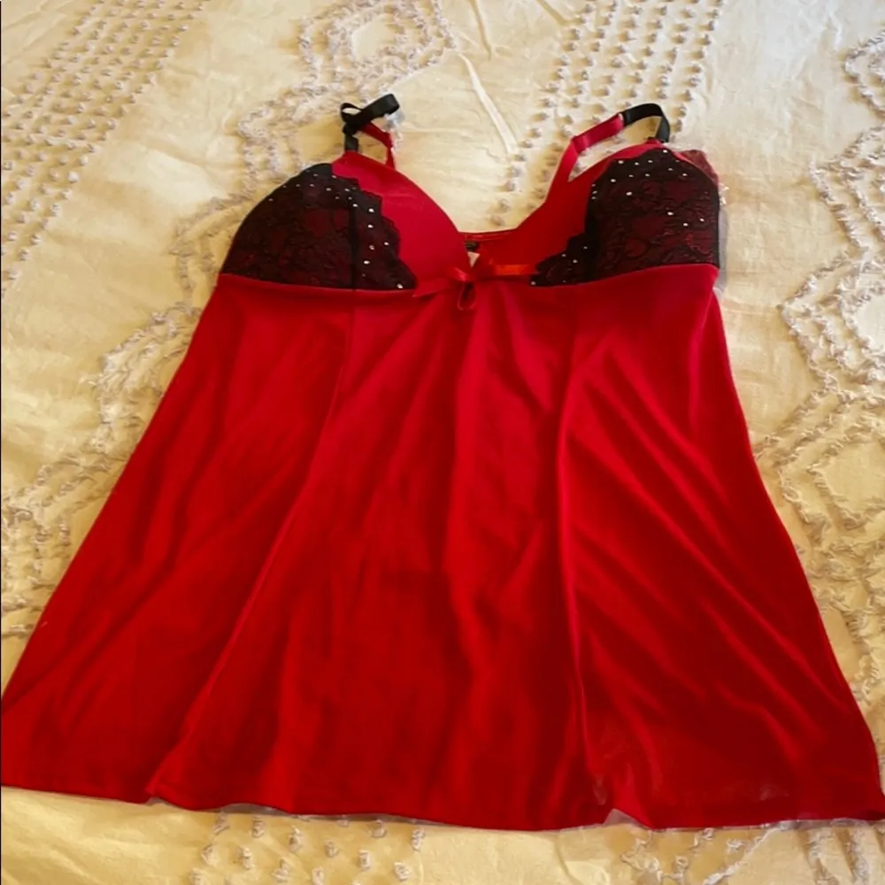 Passion Forever Red Lace Slip with Garters 2x - Image 2