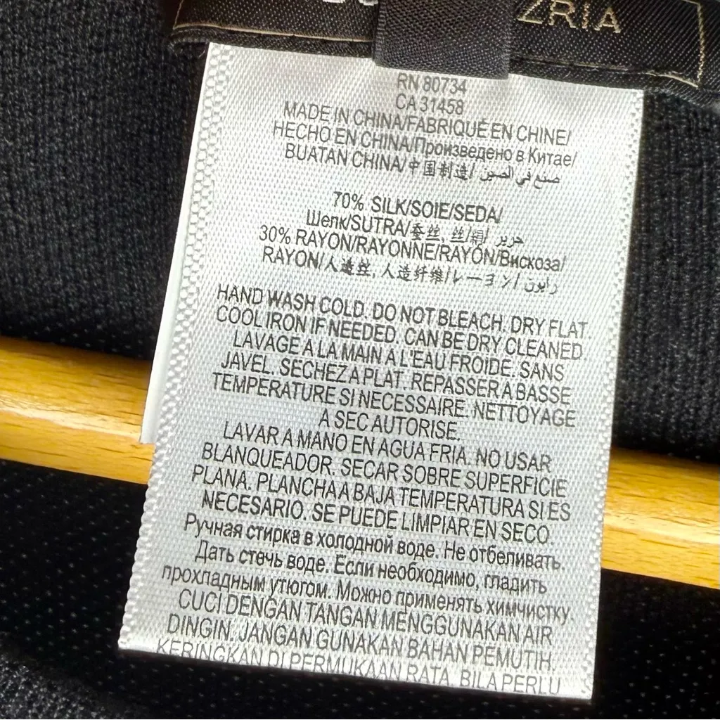 BCBGMaxAzria Black Silk Blend Long Sleeve Top | XS - Image 3