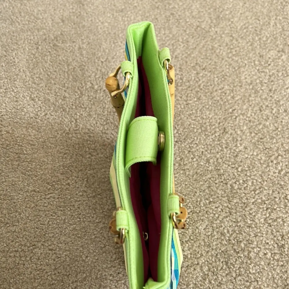 Tianni Blue/ Yellow Canvas /Ribbon Tote Blue - Image 8