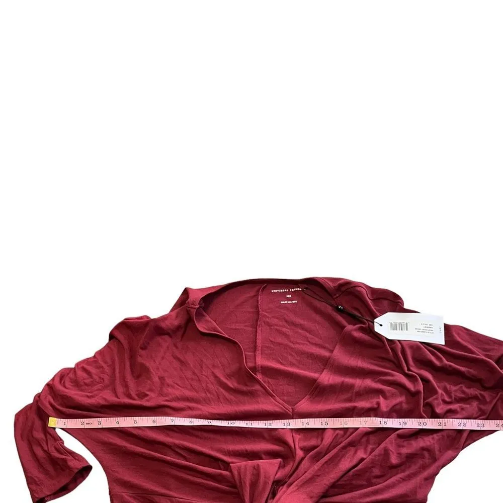 NWT Universal Standard Popover Tie Front Midi Dress 8 Cabernet Burgundy - Image 7