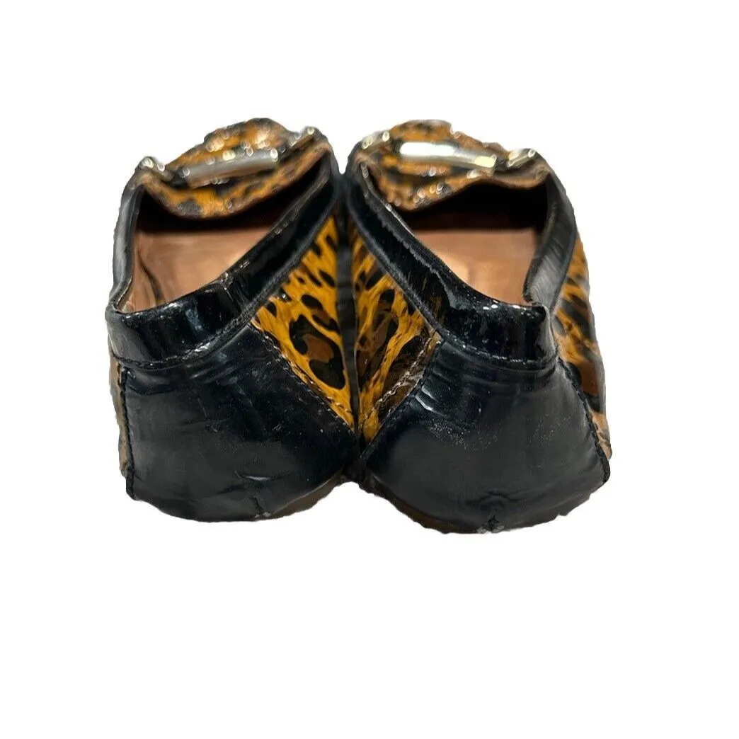 Coach Women's Patent Leather Leopard Print Flats Loafers Size 6M - Image 4