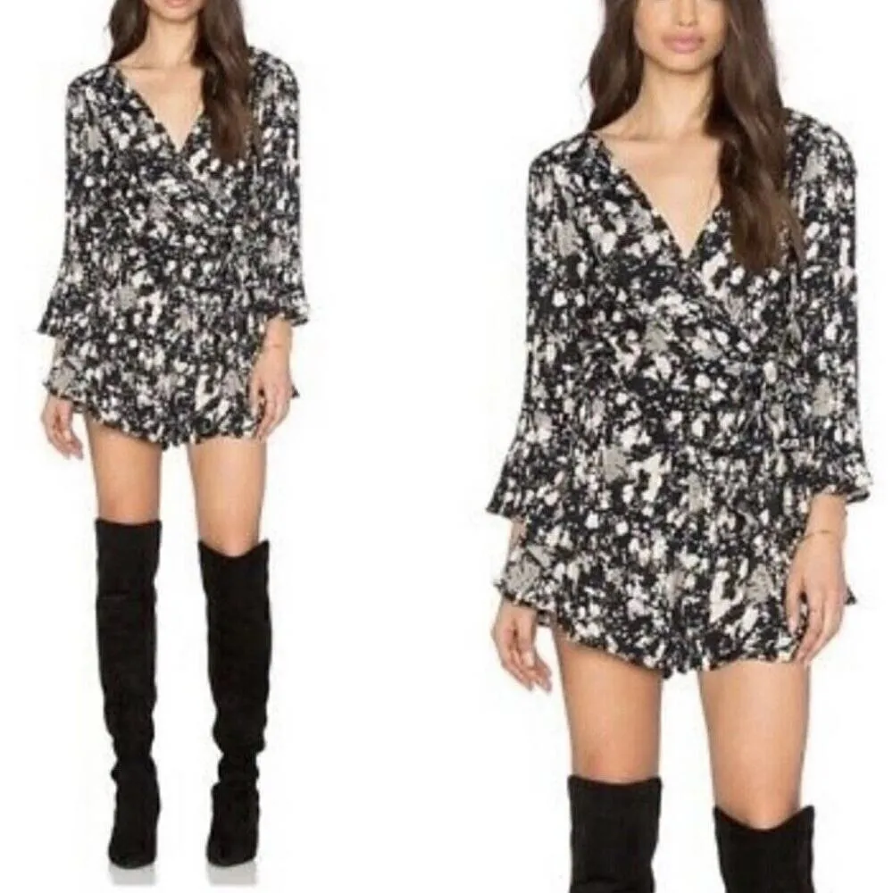 Free People‎ All The Right Ruffles Romper in Ivory Black, Size XS - Image 12