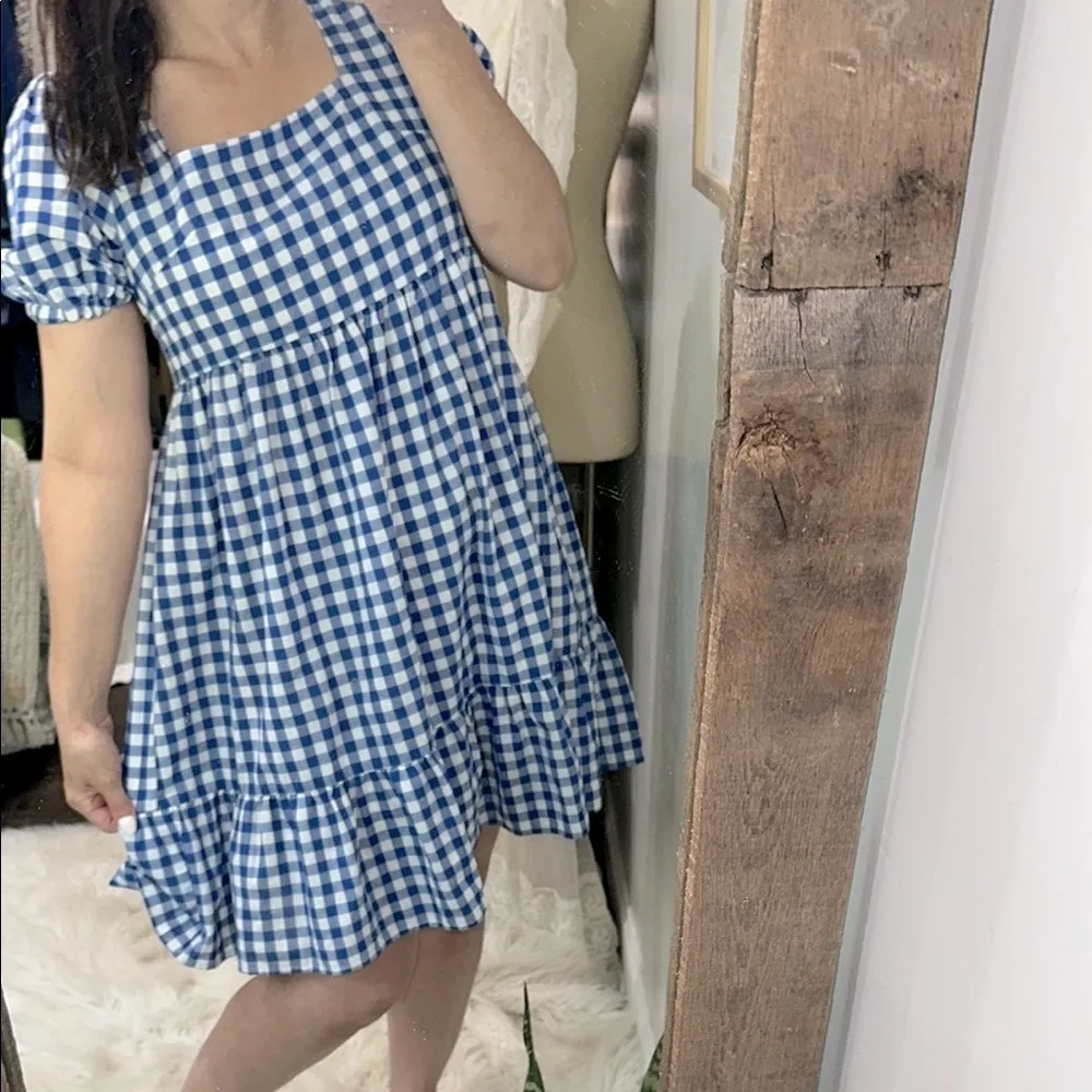 In Loom Blue and White Ruffled Tiered Sundress size large - Image 2