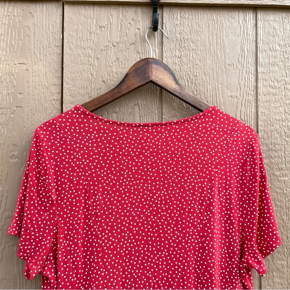 Torrid Womens Shirt Red White Polka Dot Super Soft Button Front Plus Size 2X - Image 5