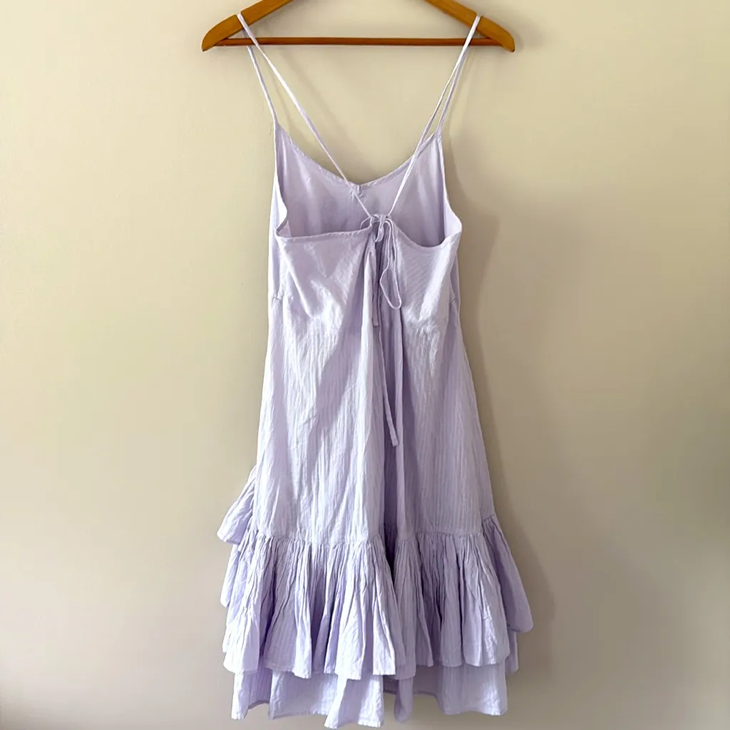 New J. Crew Soft Gauze Cotton Tiered Beach Dress Crinkle Light Purple Size M - Image 6
