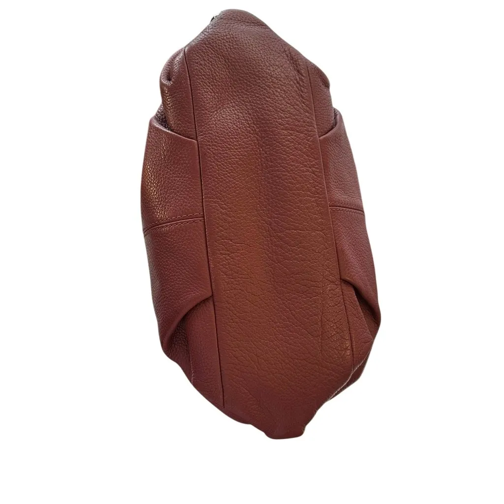 Coach Burgundy Pebbled Leather Zipper Closure Duffle Crossbody Shoulder Bag - Image 8