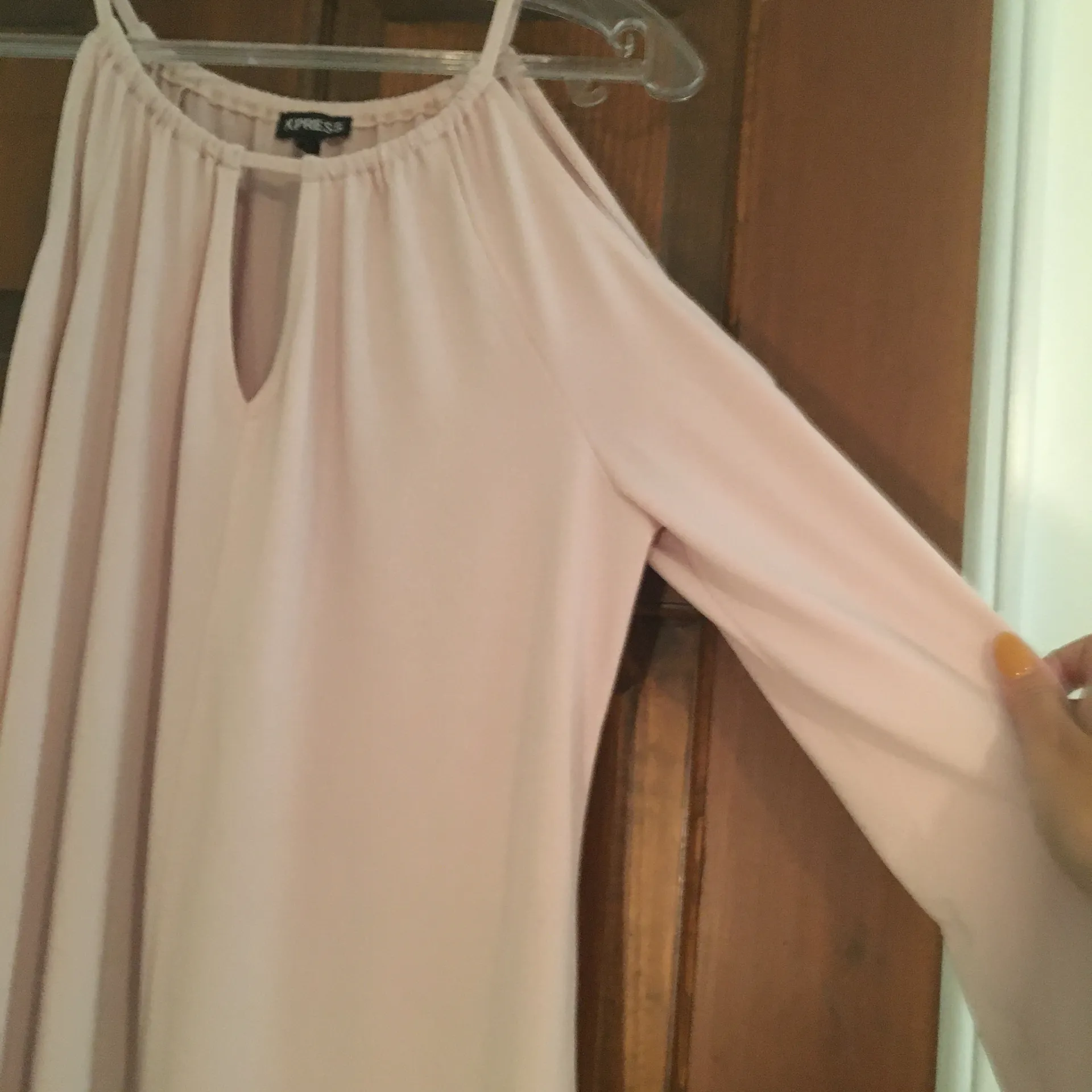 Light Pink Long Sleeve Cut Out Shirt - Image 4