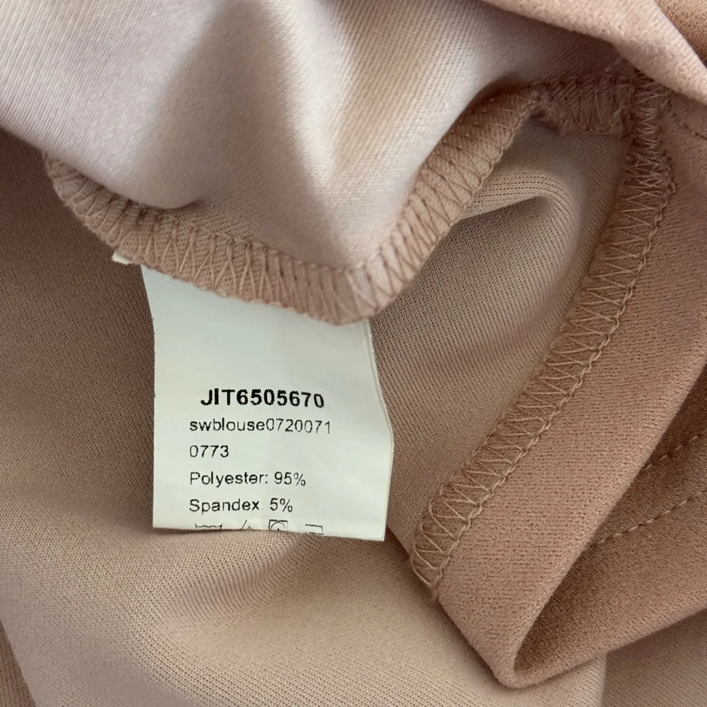 SHEIN Pearl-Studded Blush Wrap Blouse - Image 4