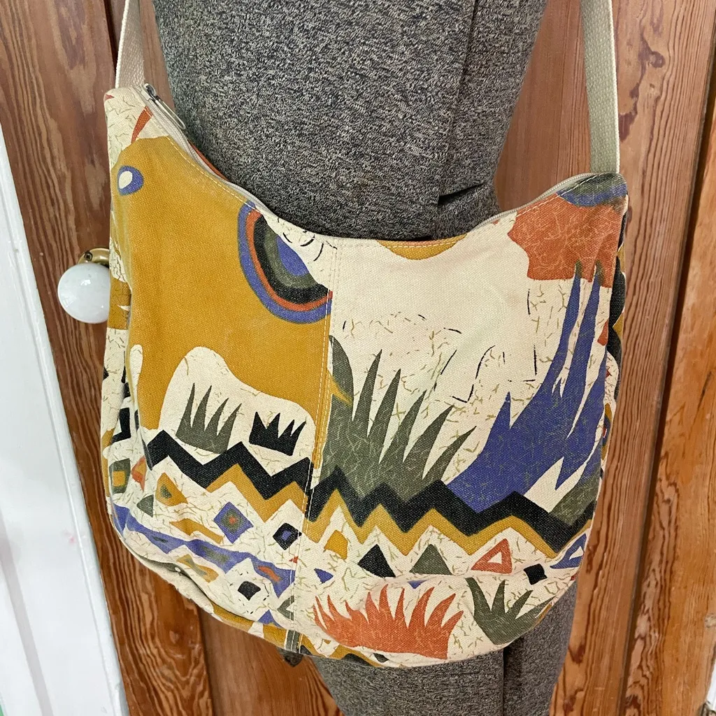 Colorful Canvas Crossbody Bag Southwest Desert Scene Print Boho Sling Orange - Image 5