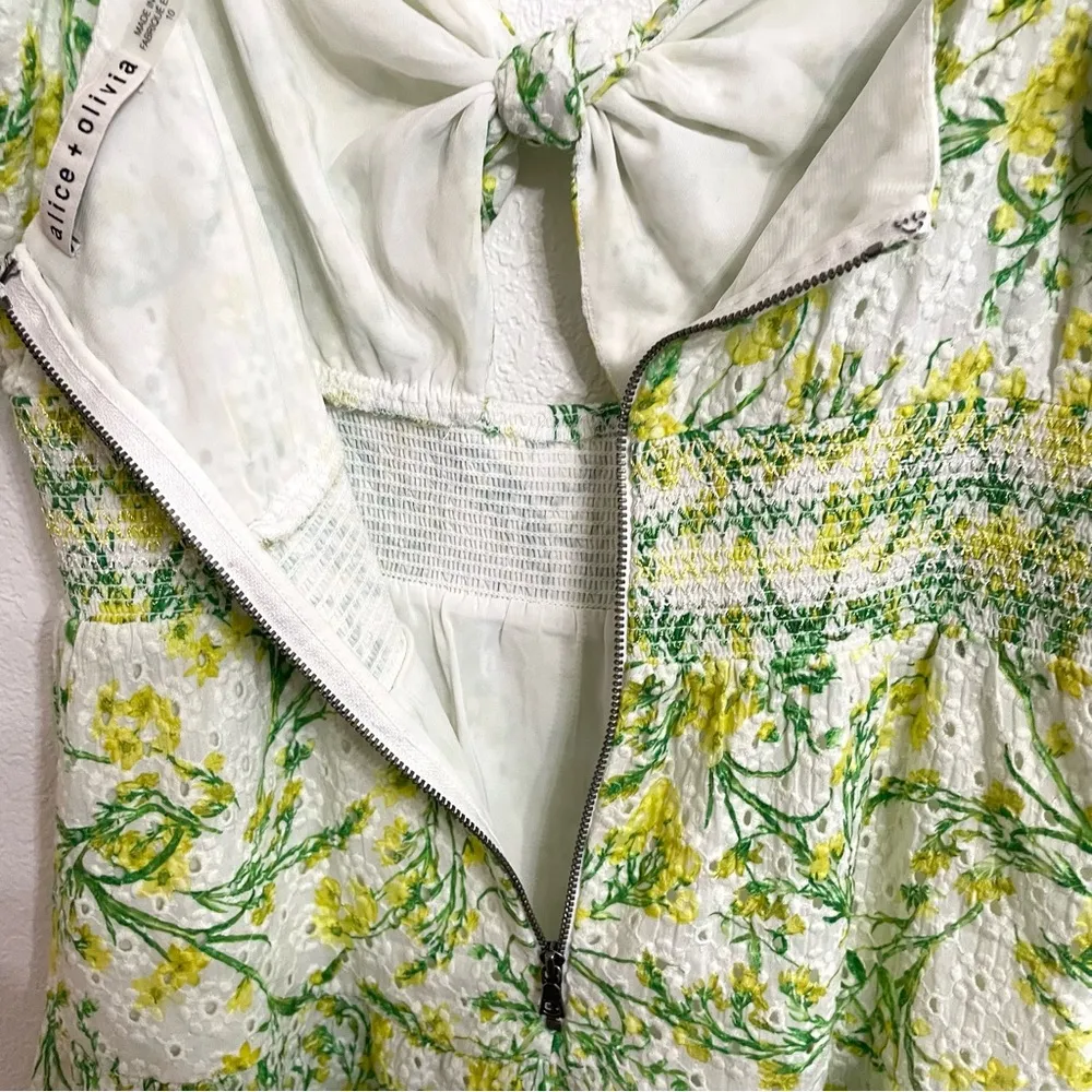 Alice + Olivia Womens Dress Kristie Mini Sun Ditsy Key Hole Tie Front Size 10 - Image 11