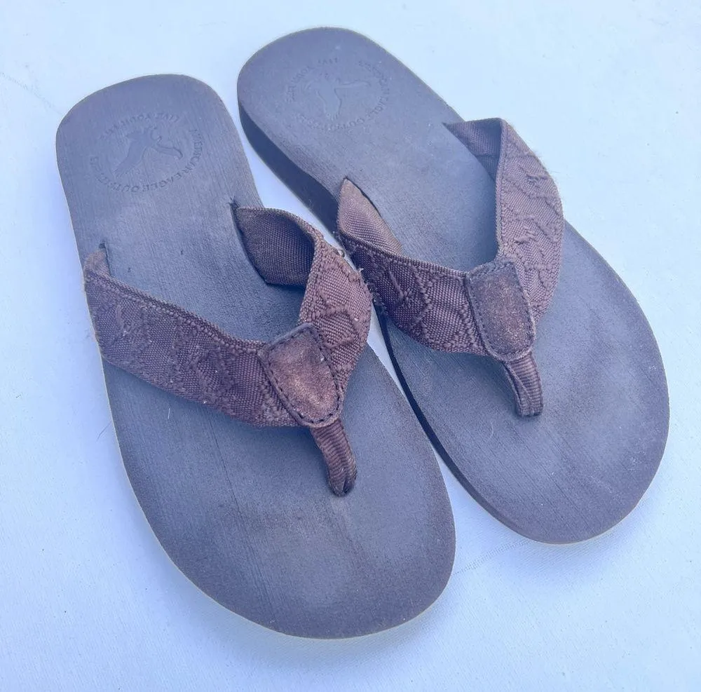 American Eagle Outfitters Women’s Thick Strap Logo Brown Sandals Sz 8 - Image 3