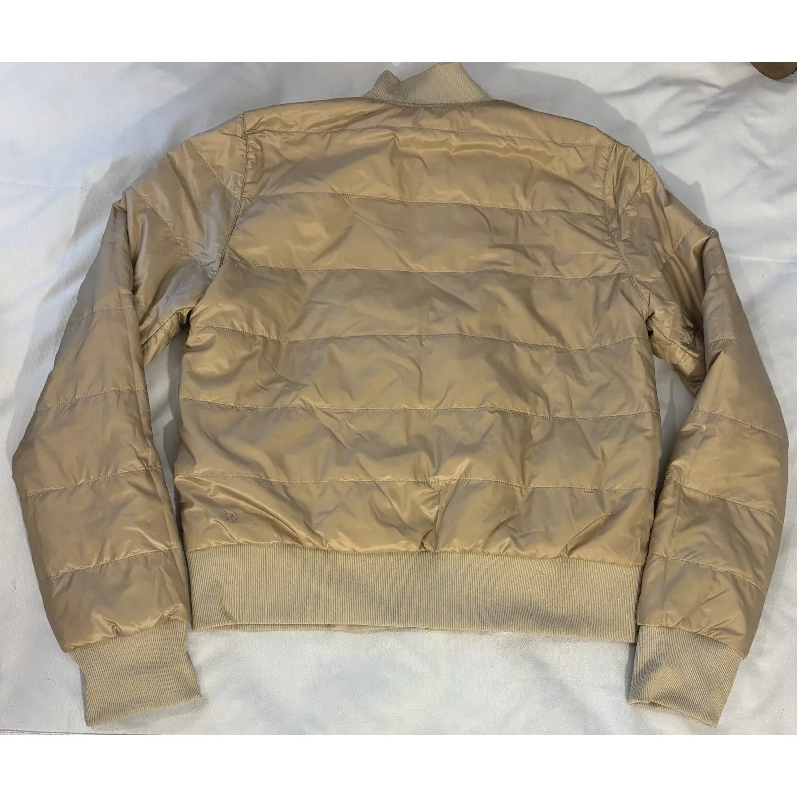 Lululemon Womens Non Stop Reversible PrimaLoft Bomber Jacket 6 Tan Trench Puffer - Image 10