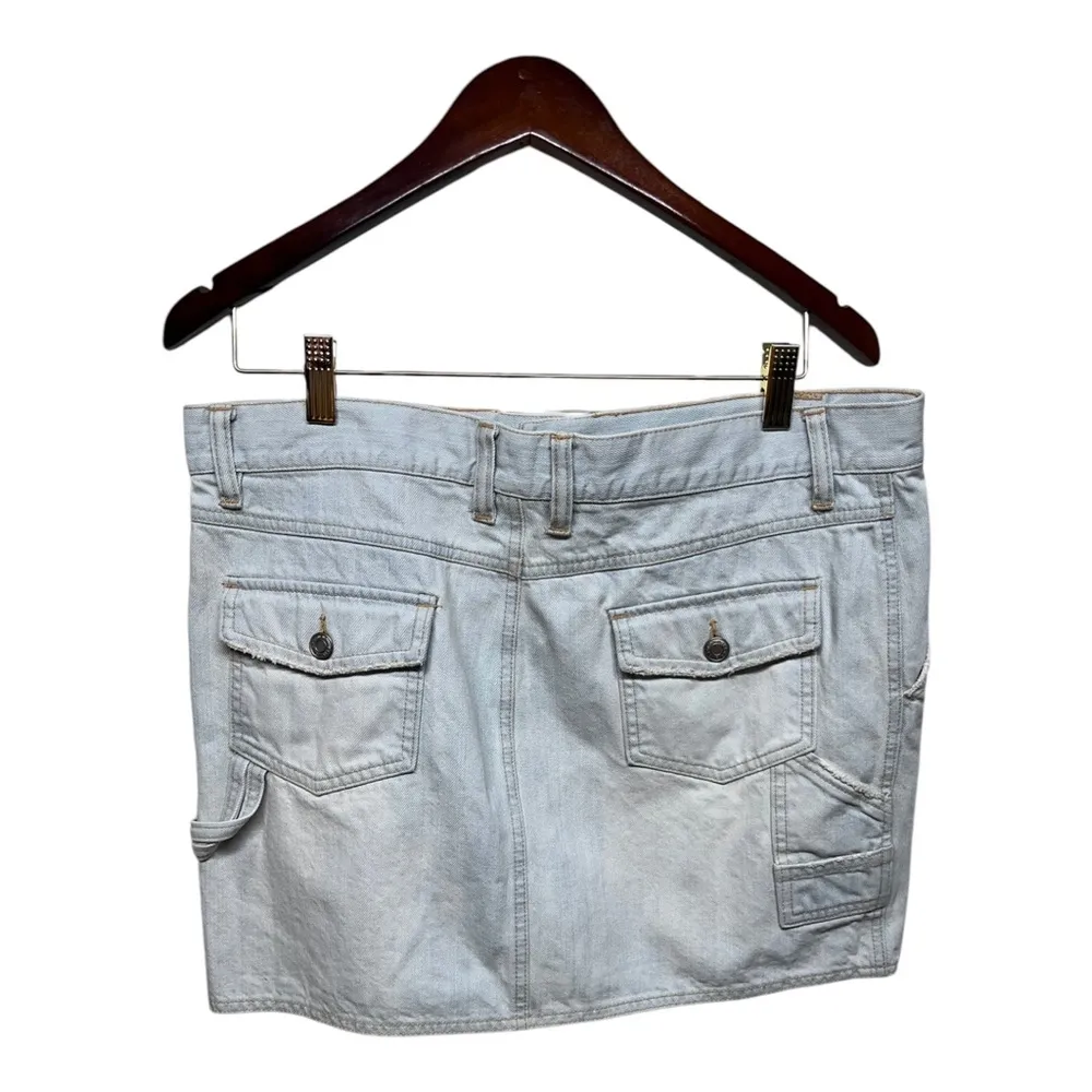 Vintage Y2K Light Wash Denim Cargo Mini Skirt 12 - Image 2